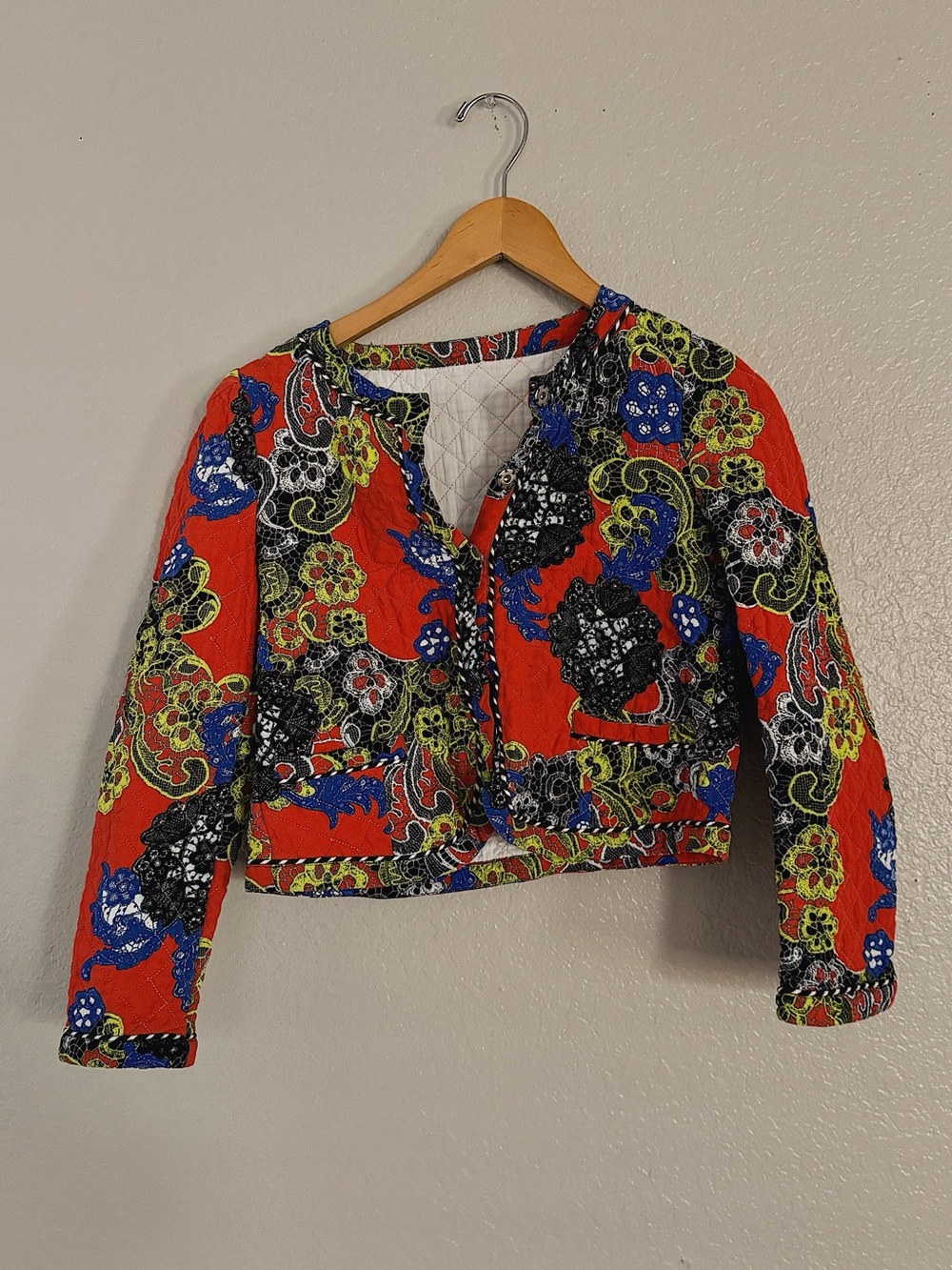 MSGM Cropped Paisley Print Quilted Bolero Jacket